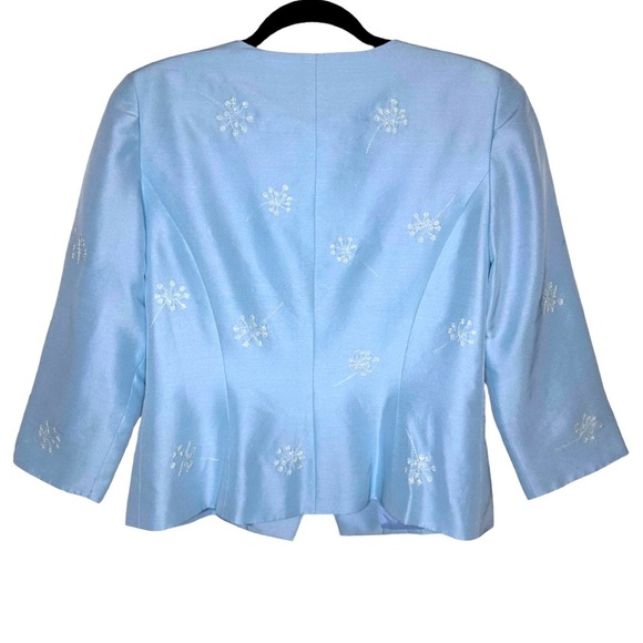 MAGGY LONDON Light Blue Vintage Silk Skirt Suit Set | Size 10 - Picture 4 of 10